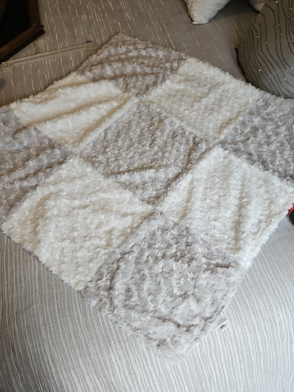 Blankets & Beyond Checkerboard Minky Rosette Baby Blanket